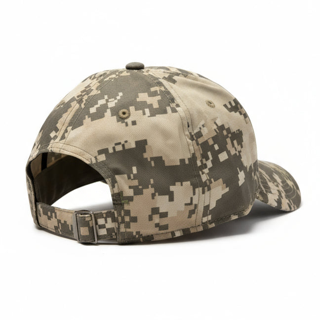 Digital camouflage baseball cap on a white background