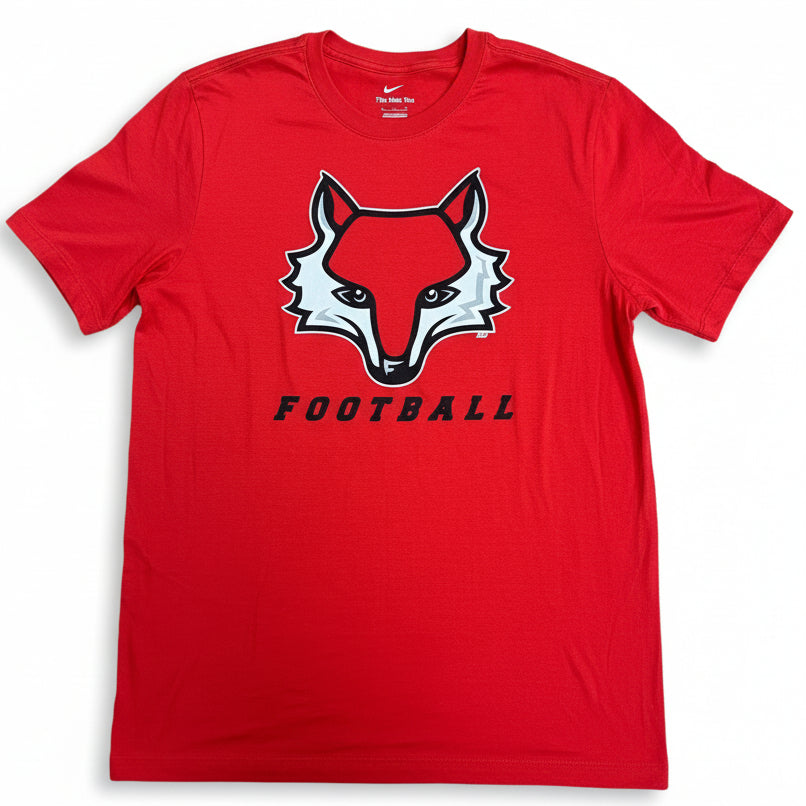 Red T-Shirt with Marist Football Logo on a white background
