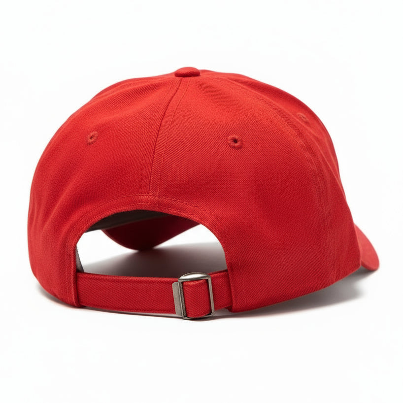 Red baseball cap on a white background